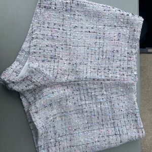 She + Sky White Tweed Shorts with Pink and Blue Accents